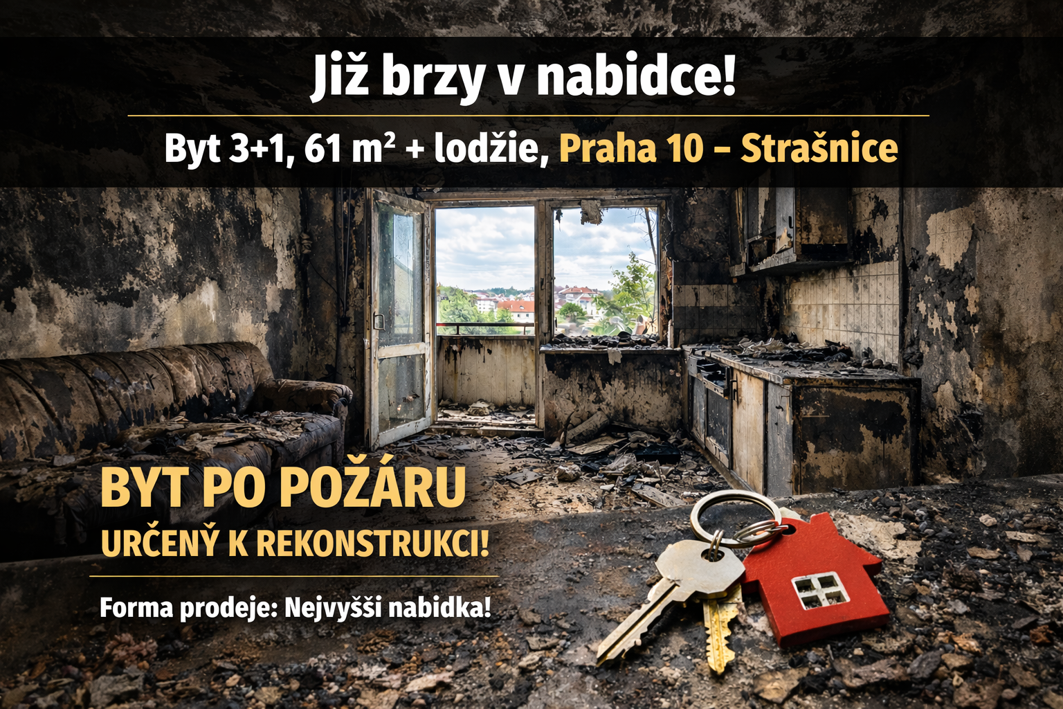 Byt 3+1, 61 m² + lodžie, Praha 10 – Strašnice k celkové rekonstrukci